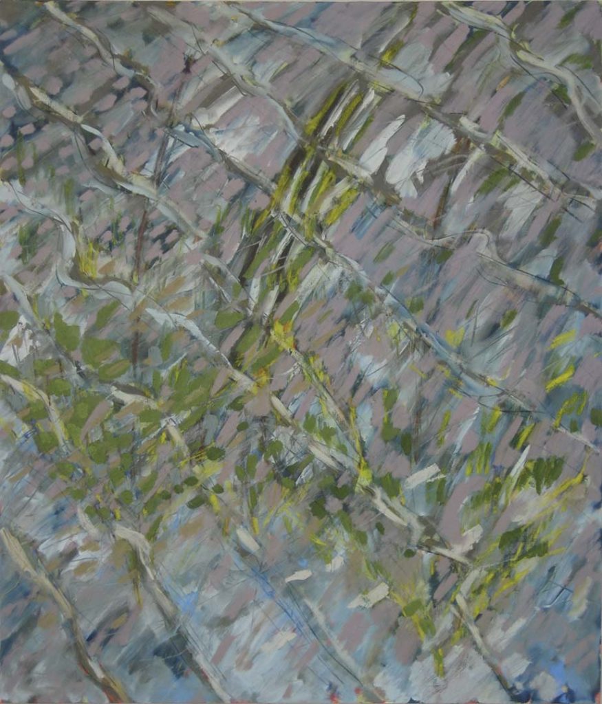 Roy Nicholson, Pond (6) 1986, oil, pastel, and charcoal on canvas, 78 x 66 inches.