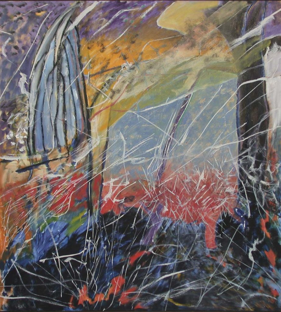 Roy Nicholson, Pond (31) (Nkisi) 1988, oil on canvas, 68 x 62 inches.